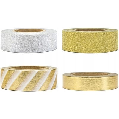 Partydeco - Decoratief DIY Tape - Mix - Goud (4 rollen)