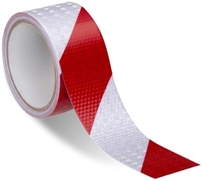 Reflecterende Plakband in Wit en Rood, Sterke Hechting, Zelfklevend voor Nachtfietsen en Buitenactiviteiten, 5cm x 10m