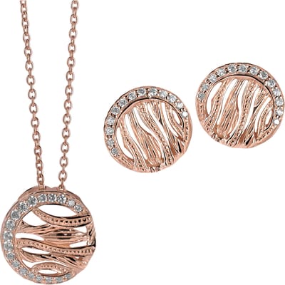 Orphelia Dames 925 Sterling Zilveren Set: Ketting-Hanger + Oorbellen - Roze SET-6031/1