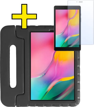 Hoes - Geschikt voor Samsung Galaxy Tab A 8.0 (2019) - Met Screenprotector - Kinderhoes Shockproof Bumper - Kidsproof Case - Tablet Hoesje - Kinder Hoesje Cover - Zwart