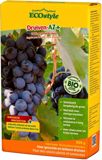 ECOStyle Druiven-AZ met Complete Verzorging - Extra Kalk voor Stevige Vruchten - Voor Volle Smaak - 120 Dagen Voeding - Voor 10 Planten - 800 GR