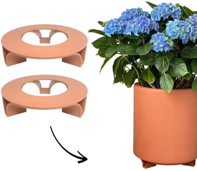 Famanu – Set van 2 onderzetters voor bloempotten, terracotta, rond, diameter 16 cm, gerecycled materiaal