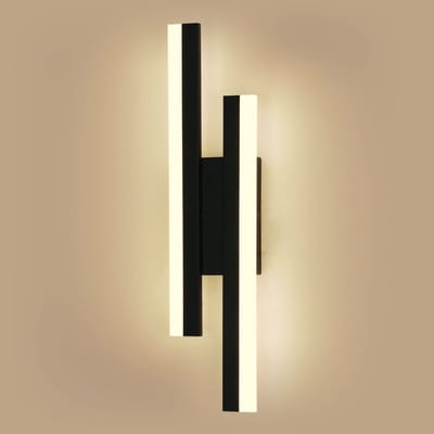 LED-wandlamp voor binnen, 16W modern 3000K warm licht, zwart acryl voor slaapkamer, woonkamer, gang en trap