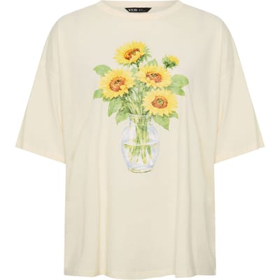 Yours Geel Tshirt Met Zonnebloemprint Size 42