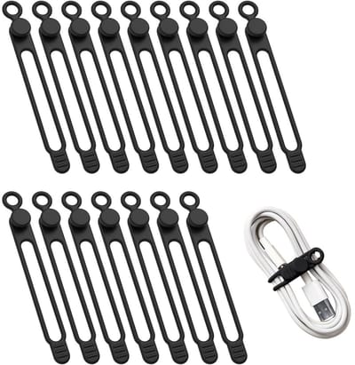 Allecto - Silicone Kabelbinders - Herbruikbare Kabelbinders - Duurzaam en Flexibel - Zwart - Kabelbeheer - Organiseer je Kabels - Geschikt voor Thu...