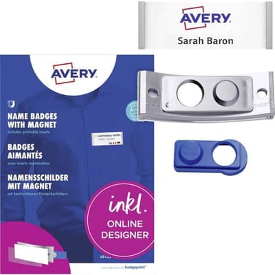 Avery Zweckform POL20MA66-20DR Naambordjes 68 x 22 mm, roestvrijstalen look, magnetisch, 24 stuks