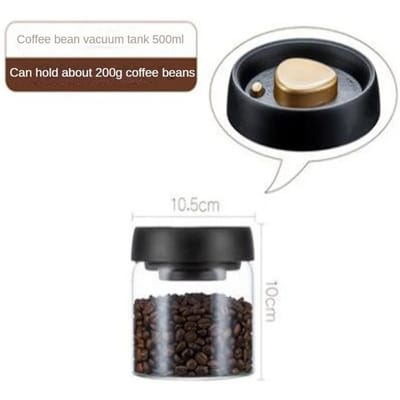 Koffiebonen Vacuüm Verzegelde Tank Transparant Glas Voedselopbergpotten Huishouden Vochtbestendig Lucht Extractie Luchtdichte Container black