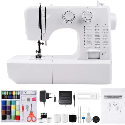 Flolife - 818 Mini Naaimachine Elektrisch – 45 Steken – Met 42 Stuks Naaibenodigdheden – Huishoudelijk Gebruik – EU Model