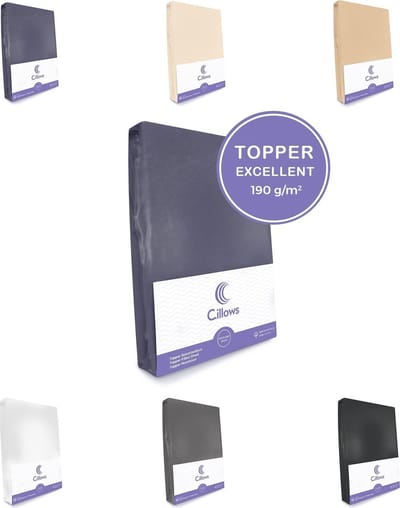 Cillows Excellent Jersey Hoeslaken voor Topper  - 100x220 cm - (tot 5/12 cm hoogte) – Antraciet