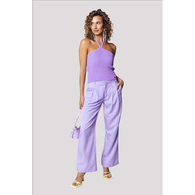 Colourful Rebel Wende Uni Low Waist Pants Pastel Lilac Size: S | Straight Pants Outlet | Dames | Paars