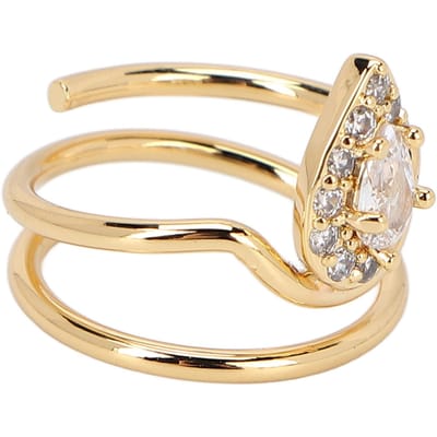 Bague d'ongle strass Saine Sûre Belle Bague pour femmes et filles3054 Or