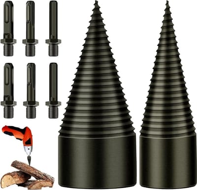 Houtsplijtboren van 32 mm en 42 mm, conische houtsplijter, conische boren met 6 handgrepen, vierkante/ronde/zeshoekige boren