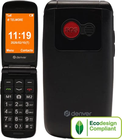 Denver Senioren Mobiele Telefoon 4G - Grote Toetsen - SOS knop - Smartphonevrij opgroeien - Oplaadstation - GSM - Bluetooth - FM Radio - Volledig NL en FR - Model 2026 - BAS24800L