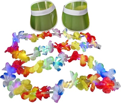 Toppers 2026 - Tropicana - Festival - 2x led Hawaii slinger krans - 2x - zonneklep - geel