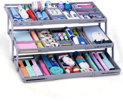 Unyqoos ® Uitbreidbare Lade Organizer met 3 Niveaus voor Diverse Gebruiksdoeleinden