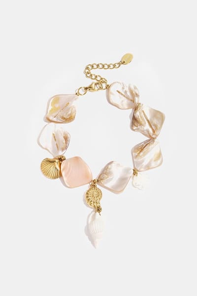 Bijoutheek Armband (Sieraad) Schelpen Zee Bedels Goudkleurig