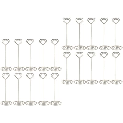 20 Stuks Tafelnummerhouder 15cm Hartvormige Plaatskaarthouder Memo Clip Fotostandaard Zilver zilver