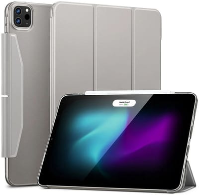 ESR Ascend Trifold Book Case Geschikt voor iPad Pro 13 (2024/2025) - Verstelbare Book Case met Sleep/Wake Functie - Hoes met Penhouder - Grijs