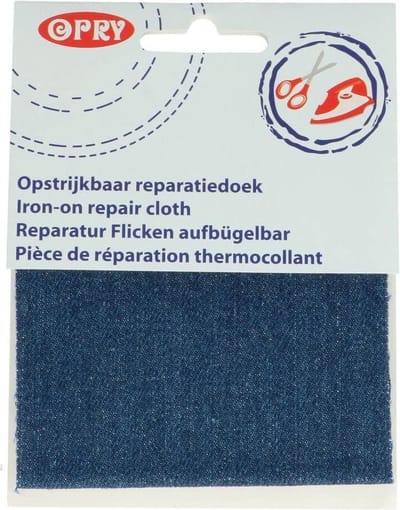OPRY REPARATIEDOEK JEANS OPSTRIJKBAAR 10X40CM M.BLAUW