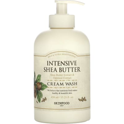 SKINFOOD, Intensive Shea Butter, Cream Wash, 450 ml (15.21 fl oz) white
