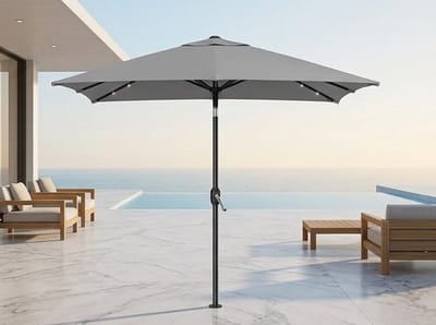 Luxe 300 cm Tuinparasol met LED Solar Verlichting – Kantelbare Parasol met UV-bescherming 50+, Zwengelbediening, Ventilatie en Beschermhoes – Ideaal voor Balkon, Tuin en Terras Mobili Bella