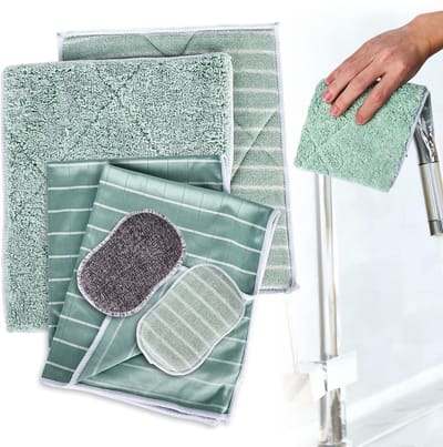 Cosensi- Reinigingsdoeken set van 6 - Bamboevezel - Streepvrij - Pluisvrij - Extra absorberend - Duurzaam voor keuken en huishouden - Poetsdoeken