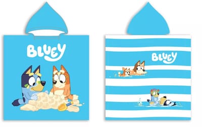 Bluey poncho - Bluey Sandy Fun Beach handdoekponcho 50x100 cm (Snel Drogen) - Bluey - Bluey handdoek