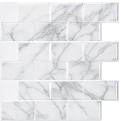 Zelfklevende Backsplash Tegels voor Keuken - Grijs Marmer, 30x30 cm, 10 Vellen