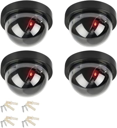 Set van 4 Dome Dummy Beveiligingscamera’s met Knipperend LED Licht voor Binnen en Buiten