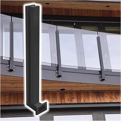 Glazen balustrade paal - RVS reling kolom - Balkon terras afscherming - Zijmontage met schroeven - 92 tot 105 cm