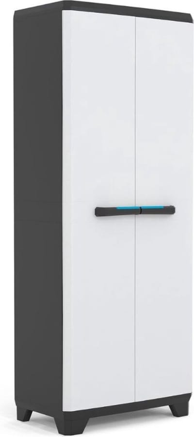 Tuinkast - Tuinkist - Tuinkasten voor Buiten - Tuinberging - Kunststof - 70x40x180cm - Zwart met Wit