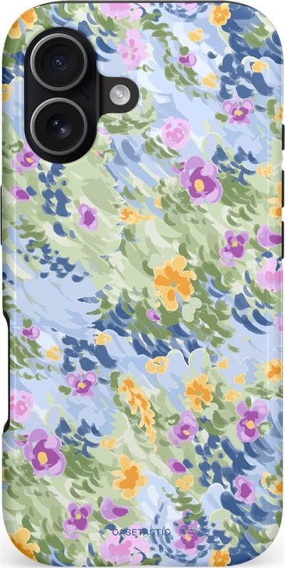 Casetastic hoesje geschikt voor Apple iPhone 17 - MagSafe - Dubbellaagse bescherming - Vijver briesje - Fashion Case - Lichtgrijs Zand Saliegroen Lila