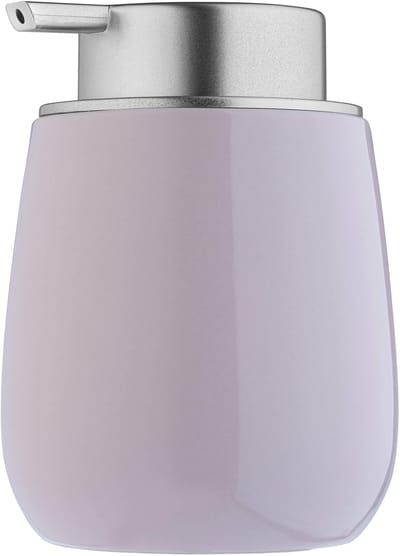 KADAX Zeepdispenser van keramiek, dispenser met pomp van kunststof, lotiondispenser voor badkamer, keuken, 12,5 x 9,5 cm, vloeibare zeepdispenser, afwasmiddeldispenser, glanzend, rond (roze)