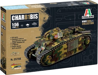 Italeri Modelbouwpakket Vliegtuigen - 25766 Char B1 Bis Tank WWII Plastic - 1:56 - Modelbouw