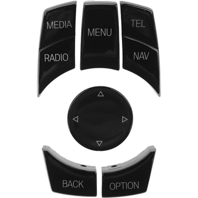 Lot de 6 boutons de commande multimédia pour voiture, avec revêtement tactile élégant et confortable, compatibles avec les modèles des séries 1, 3, 5 et 6. Black black