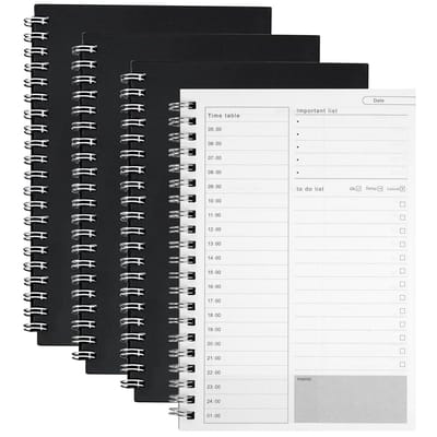 Dailygoods - Weekkalender A5 kalender 2023 2024 Orssmigs 4 stuks Weekplanner Blok 19x13,2 cm Wekelijkse Planner Studentenagenda Zwart Afsprakenplanner Ringband Praktische Zakagenda Organisator Kalender
