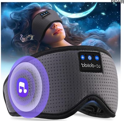 RFWR® Zacht Bluetooth Slaapmasker met Hoofdtelefoon - 100% Verduisterend en Ademend Ontwerp voor Comfortabele Slaap