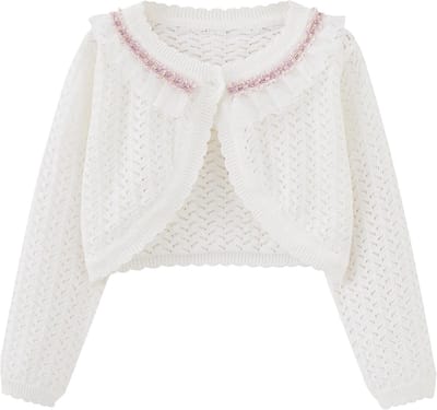 Meisjes Bolero Cardigan met Lange Mouwen, Gebreid Sweater met Knopen, Ideaal voor Lente en Zomer