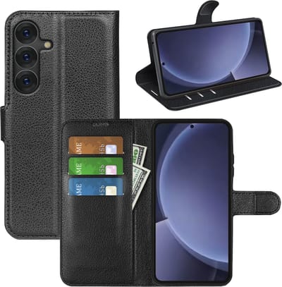 MobyDefend Hoesje - Geschikt voor Samsung Galaxy S25 Plus (S25+) - Kunstleren Wallet Book Case (Sluiting Voorkant) - Zwart