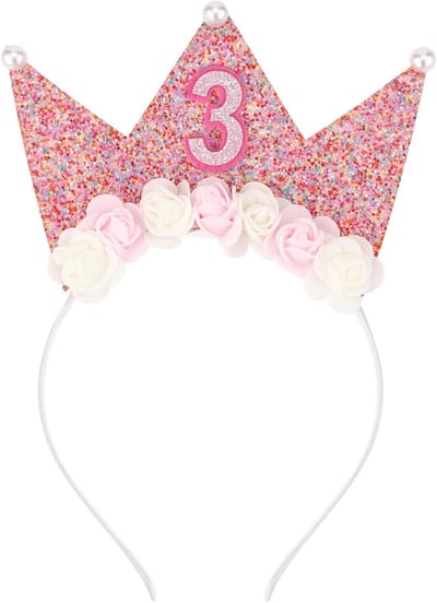 Prinsessenkroon Haarband voor Meisjes - Glitter Tiara en Bloemen Haaraccessoire