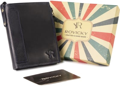 Rovicky Retro Portefeuille - Verticaal - RFID Beveiliging - Natuurlijke Leder