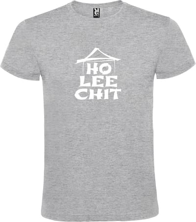 Grijs t-shirt met " Ho Lee Chit " print Wit size XXXXL