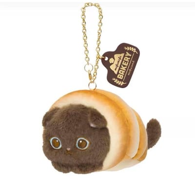 12CM Mofusand Bakkerij Haai Kat Pluche Speelgoed Sleutelhanger Broodje Aardbei Baguette Chefpop Hanger Cartoon Kat Knuffelzak Charms beige