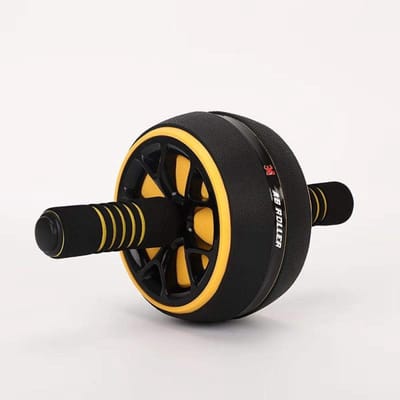 Buikspierroller - Ab Roller Fitnesswiel - Thuis Krachttraining - Antislip Stabiliteit - Geel