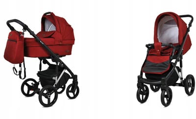 BabyLux® Kinderwagen 2in1 –UZO - CHILI SILVER FRAME - Opklapbare Wandelwagen incl. Reiswieg, Multifunctionele Buggy Sportstoel - Combi-kinderwagen met Luiertas, Regenhoes, Klamboe, Bekerhouder, etc.