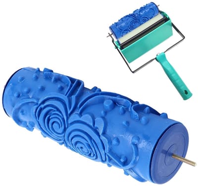 Dailygoods - 5 Inch DIY Patroon Verfroller, Textuur Rubberen Roller, Decoratieve Rubberen Roller Decoratieve Kunst Roller Textuur Roller voor Wanddecoratie, Muur Patroon Roller (ZZ0077 Bloem)