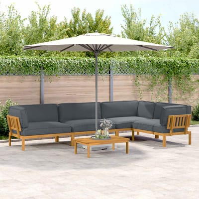 vidaXL - Bankstel - 5 - st - Antraciet - Massief - Acacia - Hout