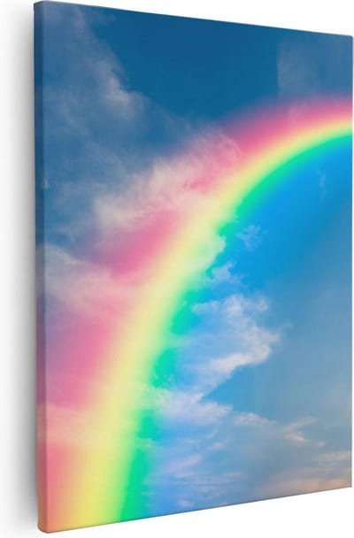 Artaza Canvas Schilderij Regenboog - 40x50 cm - Wanddecoratie Wolken - Muurdecoratie Natuur - Kamer Accessoires