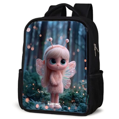 NoBoringSuitcases.com® - Rugzak zwart meisjes - Schooltas meisje - NoBoringSuitcases.com® - Rugzak zwart - Schooltas jongen & meisje - Fairy - Bos - Glitters - Rugtas voor school - Boekentas kind - Schoolrugzak - Kinderrugzak