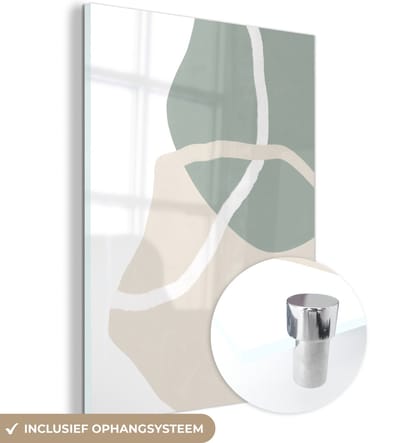 MuchoWow® Glasschilderij 120x160 cm - Schilderij acrylglas - Minimalisme - Pastel - Design - Foto op glas - Schilderijen